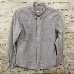 Uniqlo Slim Fit Gray Cotton Long Sleeve Button Down Shirt